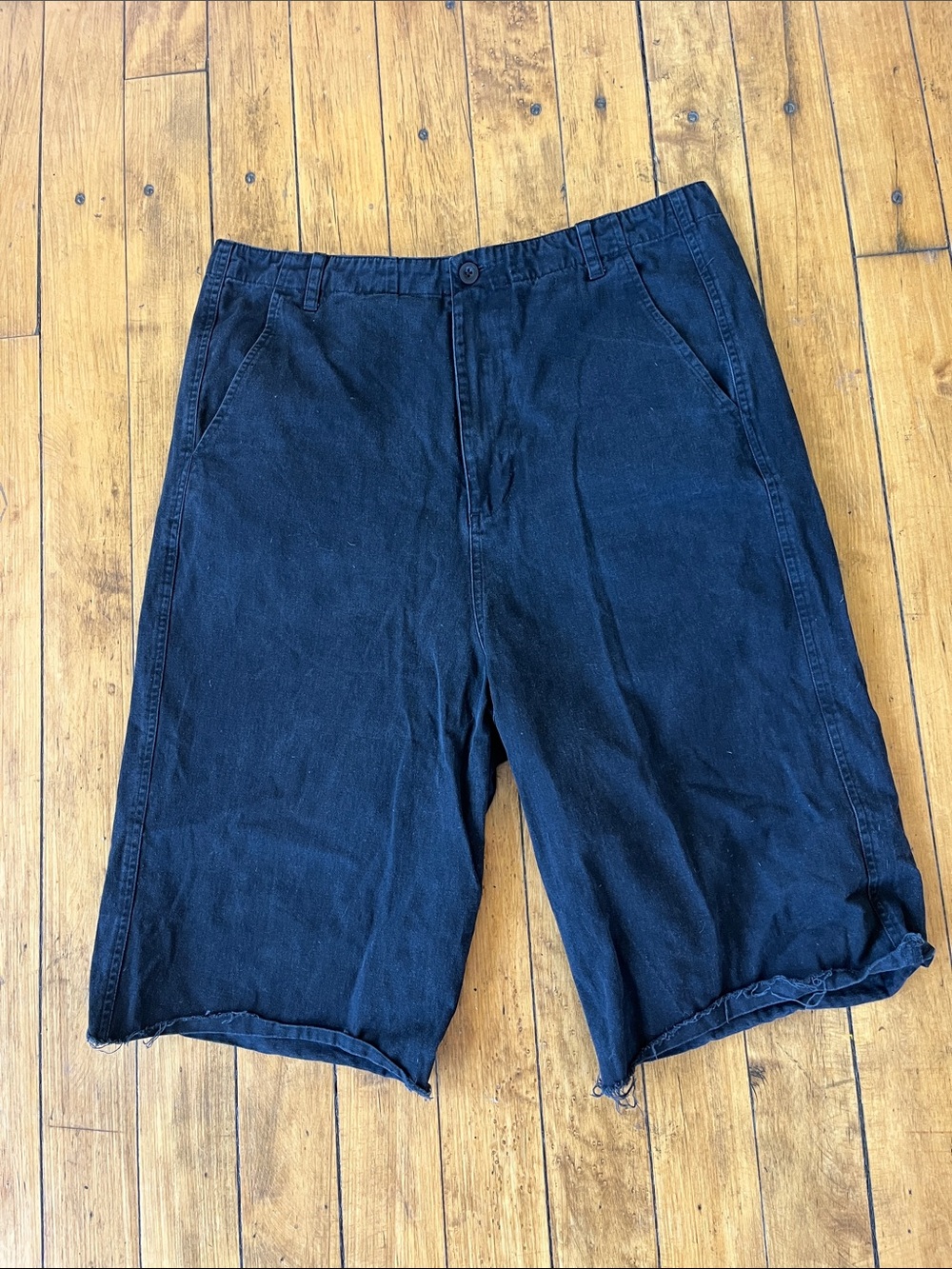 OAK Black Men's Shorts with Frayed Hem